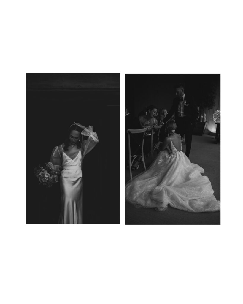 Image of two brides in black and white